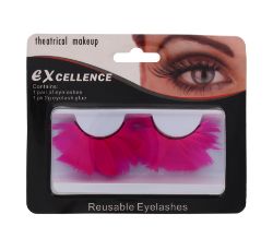 96 X NEON PINK FEATHER EYELASHES (12/228)