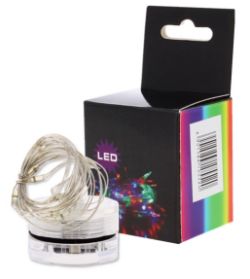 50 X 1M COPPER STRING MULTICOLOUR 10 LIGHTS W/ BATTERY (0/250)