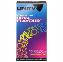 288 X UNITY ULTRA FLAVOUR-12PC CONDOMS-089193-52X185MM (144)
