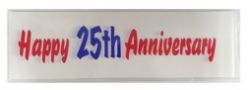 100 X HAPPY 25TH ANNIVERSARY BANNER WHITE NO CARD (100) *NBC*