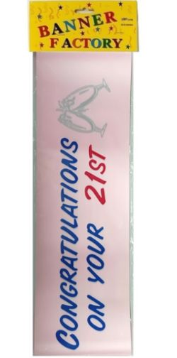 100 X CONGRATULATIONS ON YOUR 21TH PINK BANNER W/CARD (100)