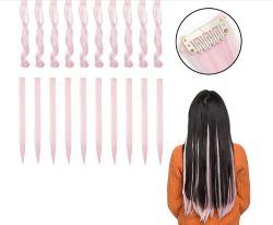 24 X CLIP IN HIGHLIGHTS HAIR EXTENSION LIGHT PINK(12)