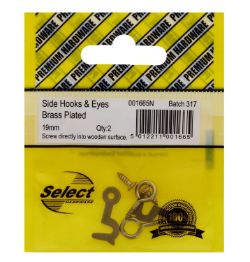 200 X 19MM SIDE HOOKS & EYES BRASS (10/1000)