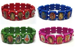 40 X WOODEN SAINTS BRACELET 12PK ASST (12/40) *NBC*