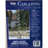 METAL SILVER TIERED CASCADING FOUNTAIN WATER FEATURE 178CM