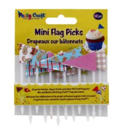 240 X PARTY CRAFT MINI FLAG PICKS PAISLEY & PLAID (240)