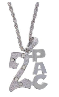 12 X XL 2PAC SILVER PENDANT NECKLACE (12/163)