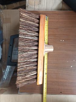 288 × 12-INCH HEAVY DUTY GARDEN & YARD BROOM HEAD - NATURAL COCO BRISTLES WITH WOODEN BLOCK