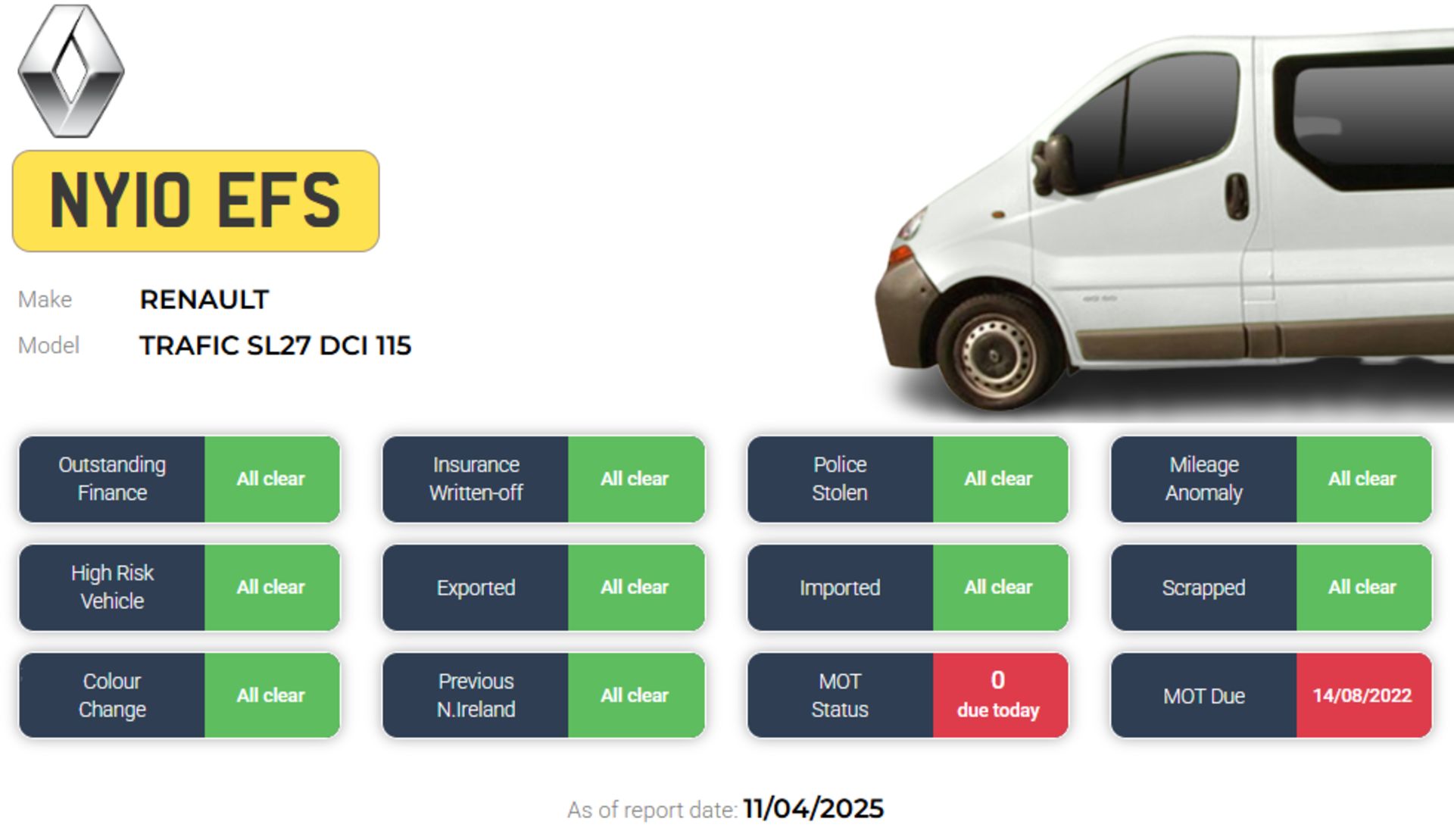 2010 RENAULT TRAFIC SL27 DCI 115 – PANEL VAN – 1996CC DIESEL >>--NO VAT ON HAMMER--<< - Image 7 of 7