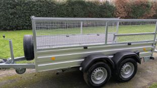 1 X NEW BOCKMANN TRAILER WITH MESH SIDES & RAMPS - 10X5FT