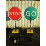 PIKE ROBOSIGN STOP/GO BOARDS – TRAFFIC CONTROL – NEW BATTERIES – TRANSPORT WHEELS
