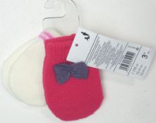 192 X 2PK BABY MITTENS-RED & WHITE-50505819