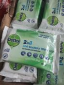 DETTOL ANTI‑BAC 2IN1 WIPES – 15 PER PACK – 41 PACK JOBLOT – NEW