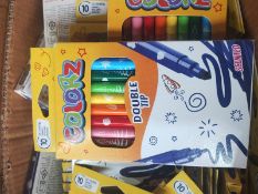 COLORZ - 10PSC SENTED DOUBLE ENDED TIP PENS SET - BRAND NEW - JOBLOT OF 100