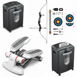 PALLET OF 3 SHREDDERS, HOME FITNESS, CURTAIN RODS AND DECOR ESSENTIALS - RRP £1156.36