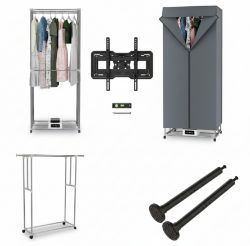 PALLET OF SHREDDERS, TV MOUNTS, ELECTRIC AIRERS AND CURTAIN RODS - RRP £1533.34