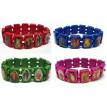 40 X WOODEN SAINTS BRACELET 12PK ASST