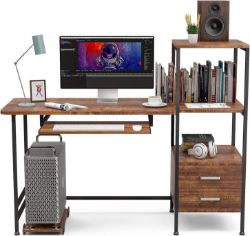 MECOR COMPUTER DESK 2 DRAWER/KEYBOARD TRAY, 55