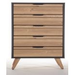 INDUS TALL CHEST,DRESSER , CLOCK MIRROR. IN LIGHT OAK FINISH. RRP £1200