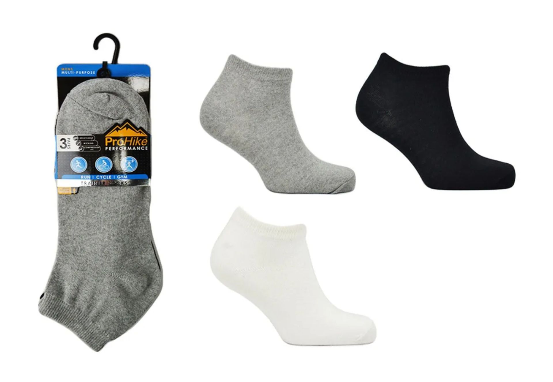 120X BRAND NEW MENS TRAINER SOCKS (3 PAIR PACK) B/W/G