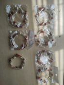 CARNELIAN + PEARL GEMSTONE CRYSTAL WRAP AROUND BANGLES SS - ORIGINAL PACKAGING - JOBLOT OF 7