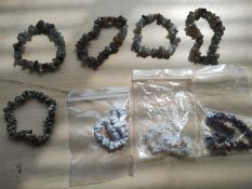 LABRODOTE + DALMATIAN JASPER + OTHERS - GEMSTONE CHRYSTAL CHIP BRACELET - NEW - JOBLOT OF 8