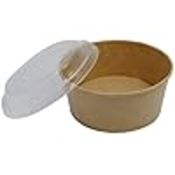 1000 14OZ BROWN KRAFT DISPOSABLE SOUP CONTAINERS WITH LIDS FOR ICE CREAM AND SOUP BOWLS TAKEAWAY