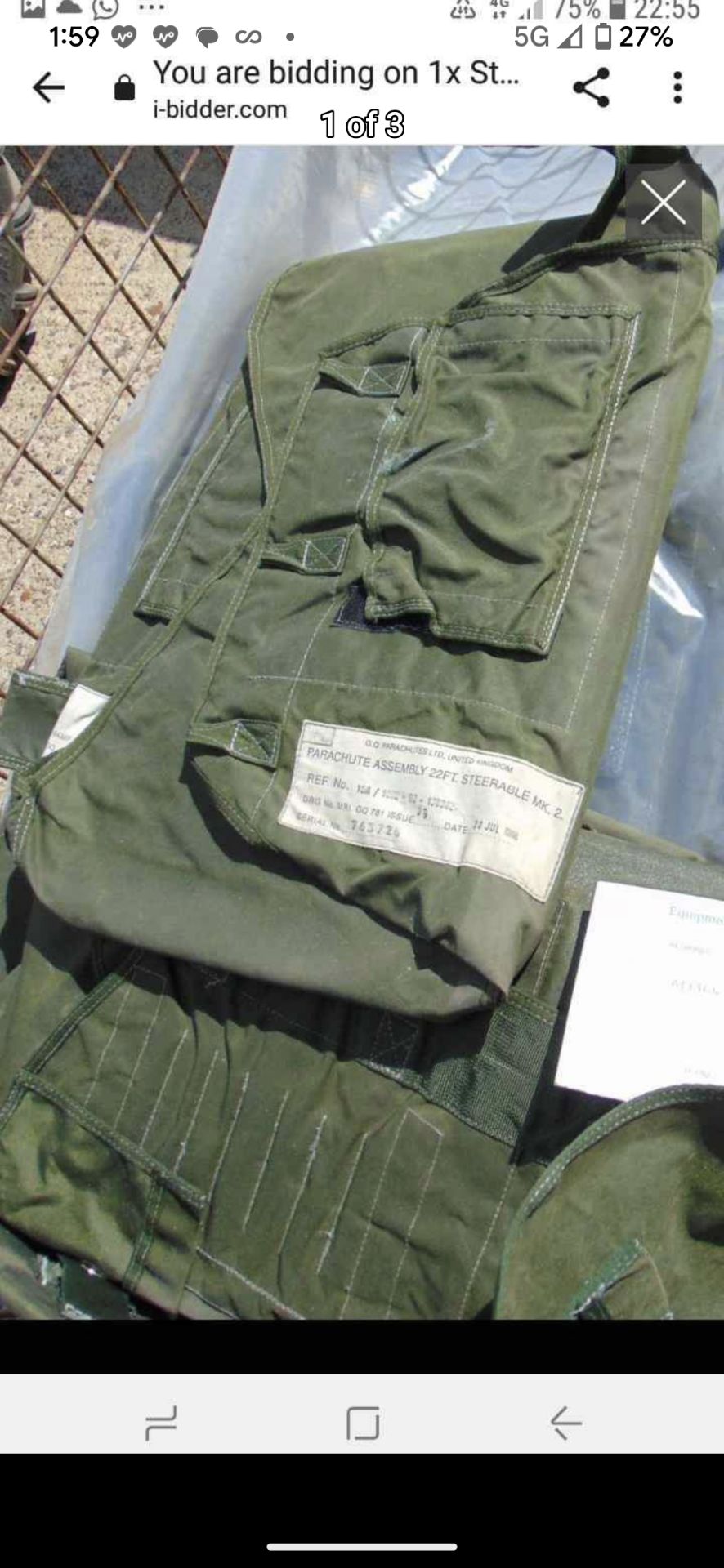 JOBLOT 22 FT STEERABLE MK2 PARACHUTE ASSEMBLIES, ONLY OUTER PACKS NO CHUTES INCLUDED. 10 UNITS - Image 2 of 2