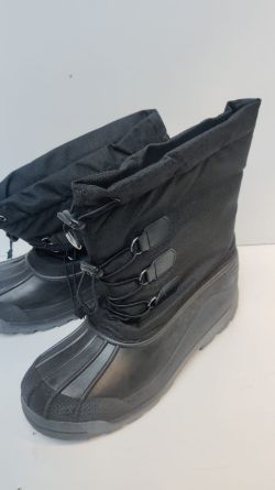 NEW MEN’S BLACK SNOW BOOTS WINTER THERMAL WATERPROOF BOOTS SIZE 45/46