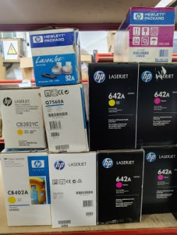 JOB LOT OF NEW GENUINE HP LASERJET TONER CARTRIDGES – MIXED MODELS 92A, 642A, CB402A & MORE