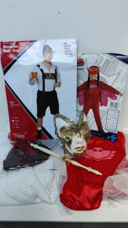 NEW FANCY DRESS COSTUMES KIDS PJ MASKS OWLETTE 2-3Y + BAVARIAN BEER GUY + VENETIAN MASK SET