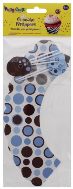 288 X PARTY CRAFT CUPCAKE WRAPPERS BLUE RETRO (288)