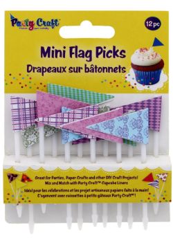 240 X PARTY CRAFT MINI FLAG PICKS PRETTY PATTERNS (240)