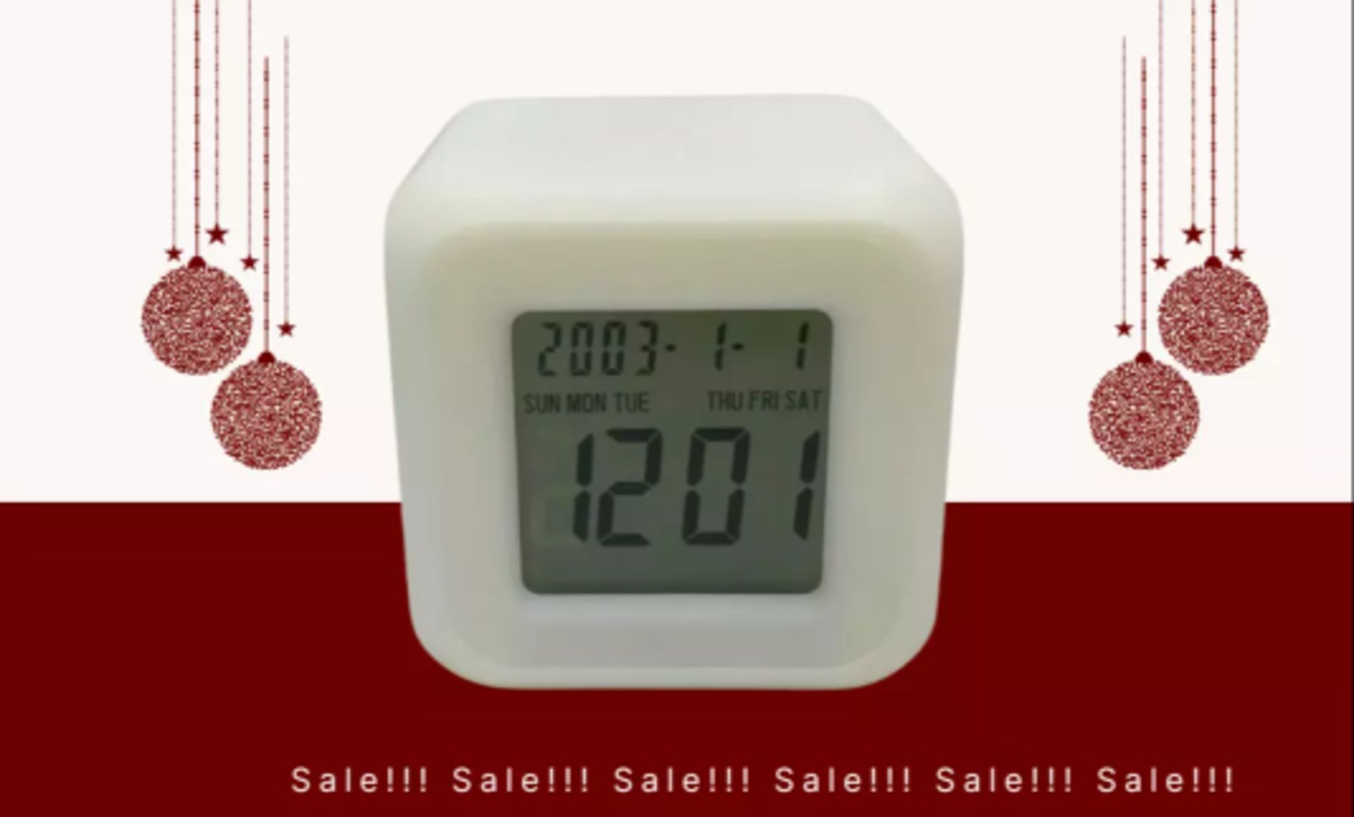 X400 FESTIVE COLOUR CHANGING ALARM CLOCKS - BATTERY-POWERED, PERFECT CHRISTMAS GIFT