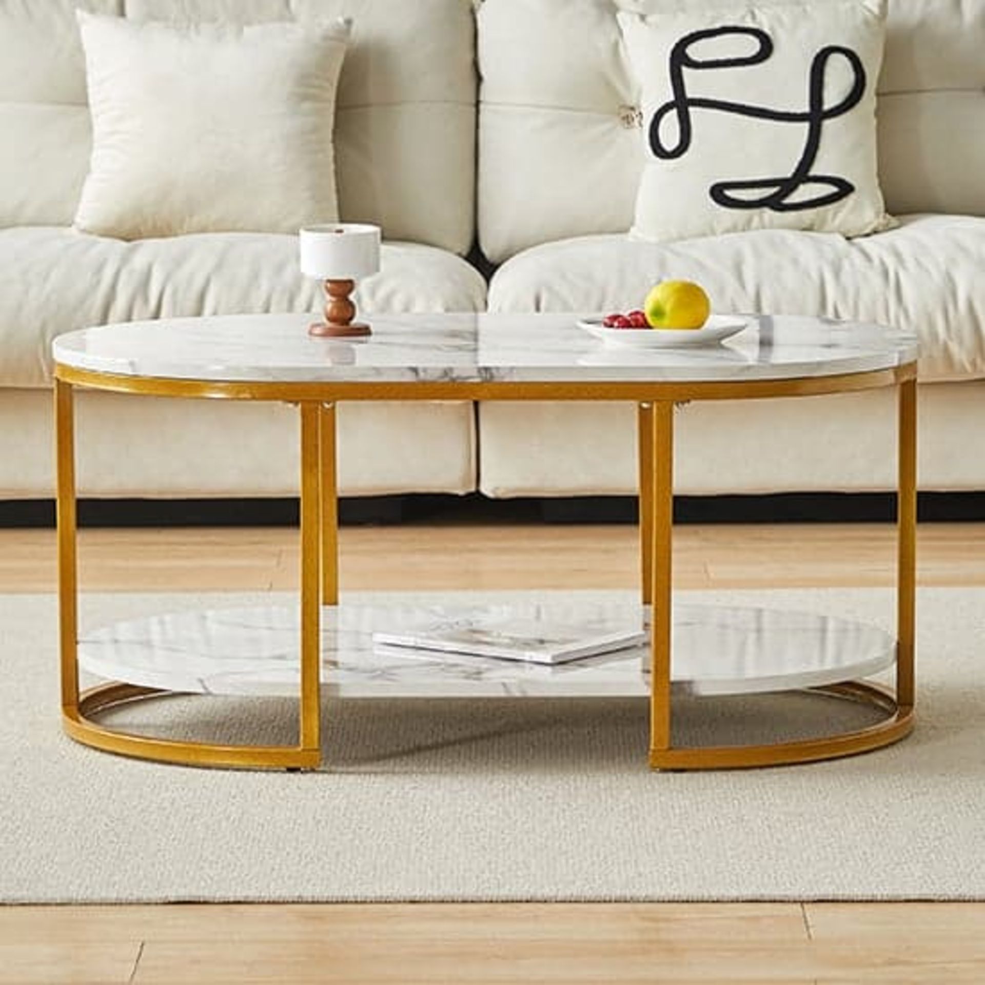 HIGH GLOSS COFFEE TABLE IN WHITE DIVA MARBLE EFFECT - Image 2 of 5
