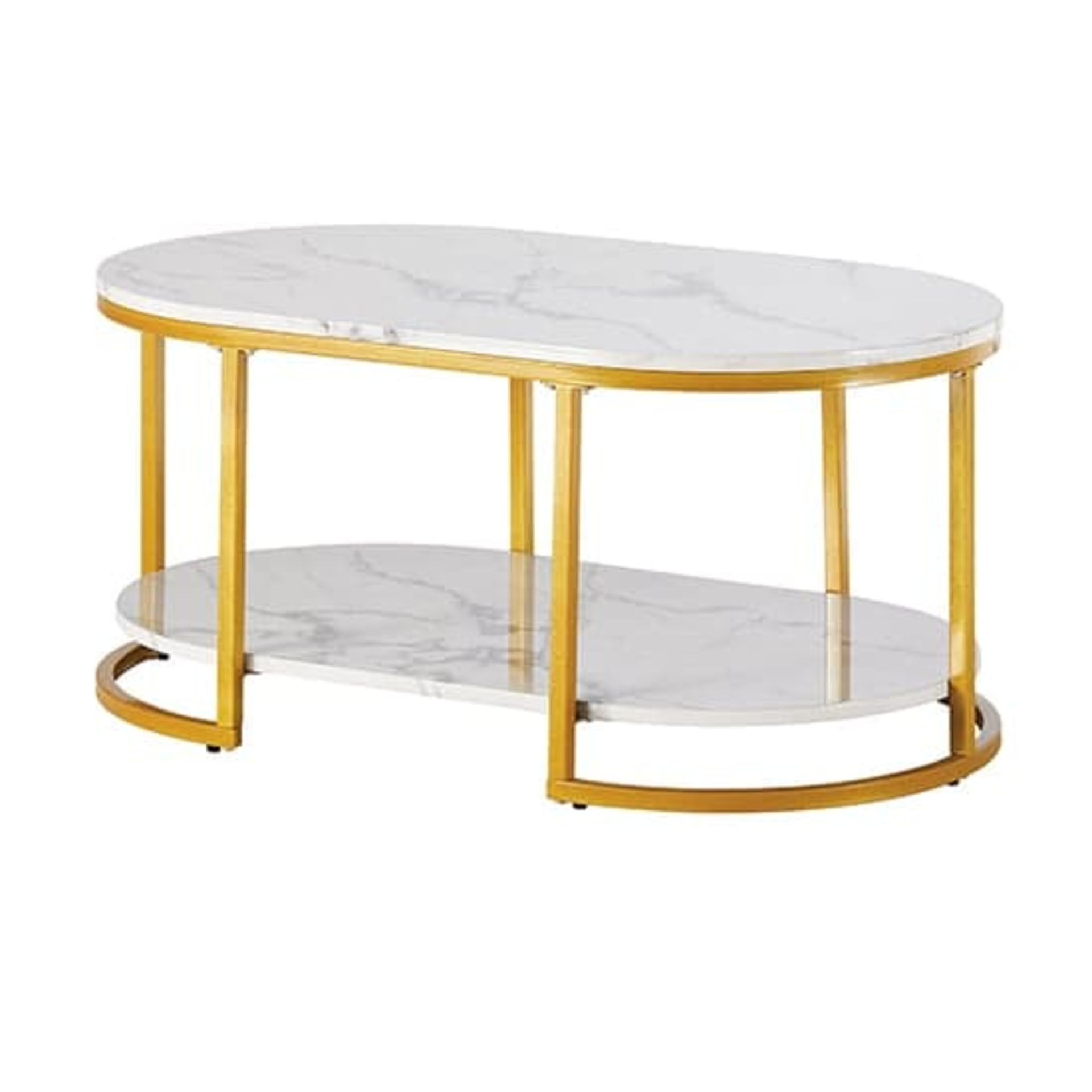 HIGH GLOSS COFFEE TABLE IN WHITE DIVA MARBLE EFFECT - Image 4 of 5