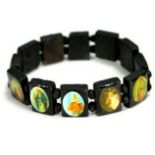 157 X WOODEN SAINTS BRACELET 12PK BLACK