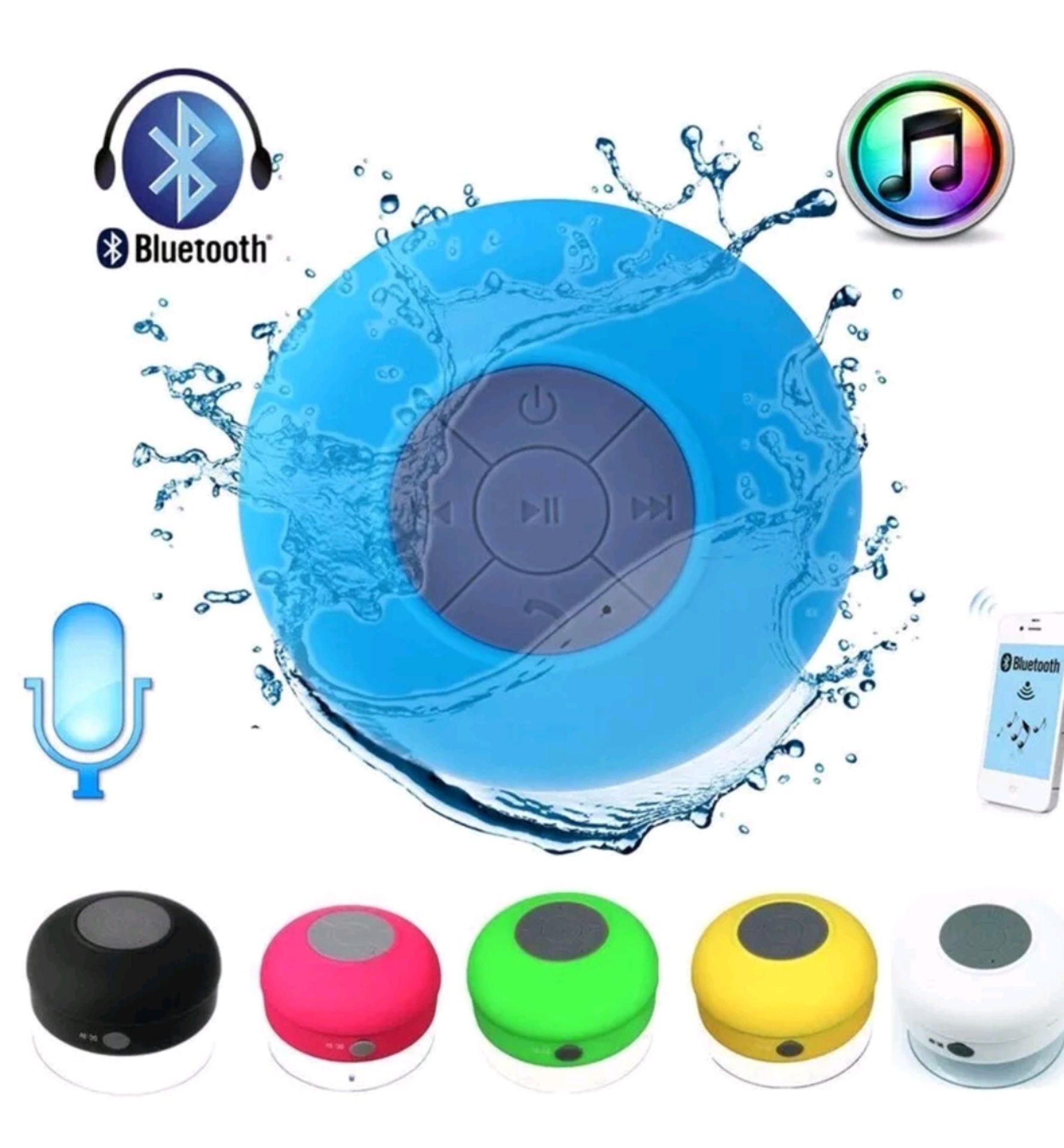 100 × NEW MINI PORTABLE SUBWOOFER SHOWER WIRELESS WATERPROOF BLUETOOTH SPEAKER - Image 2 of 5