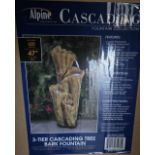 JOB LOT OF 4 X 3 TIER CASCADING TREE BARK FOUNTAIN WATER FEATURE WITH LED LIGHTS 119CM