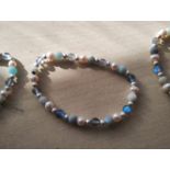 MOONSTONE AND AMEZONITE CRYSTAL BEADED ANKLETS - JOBLOT OF 13 - BRAND NEW
