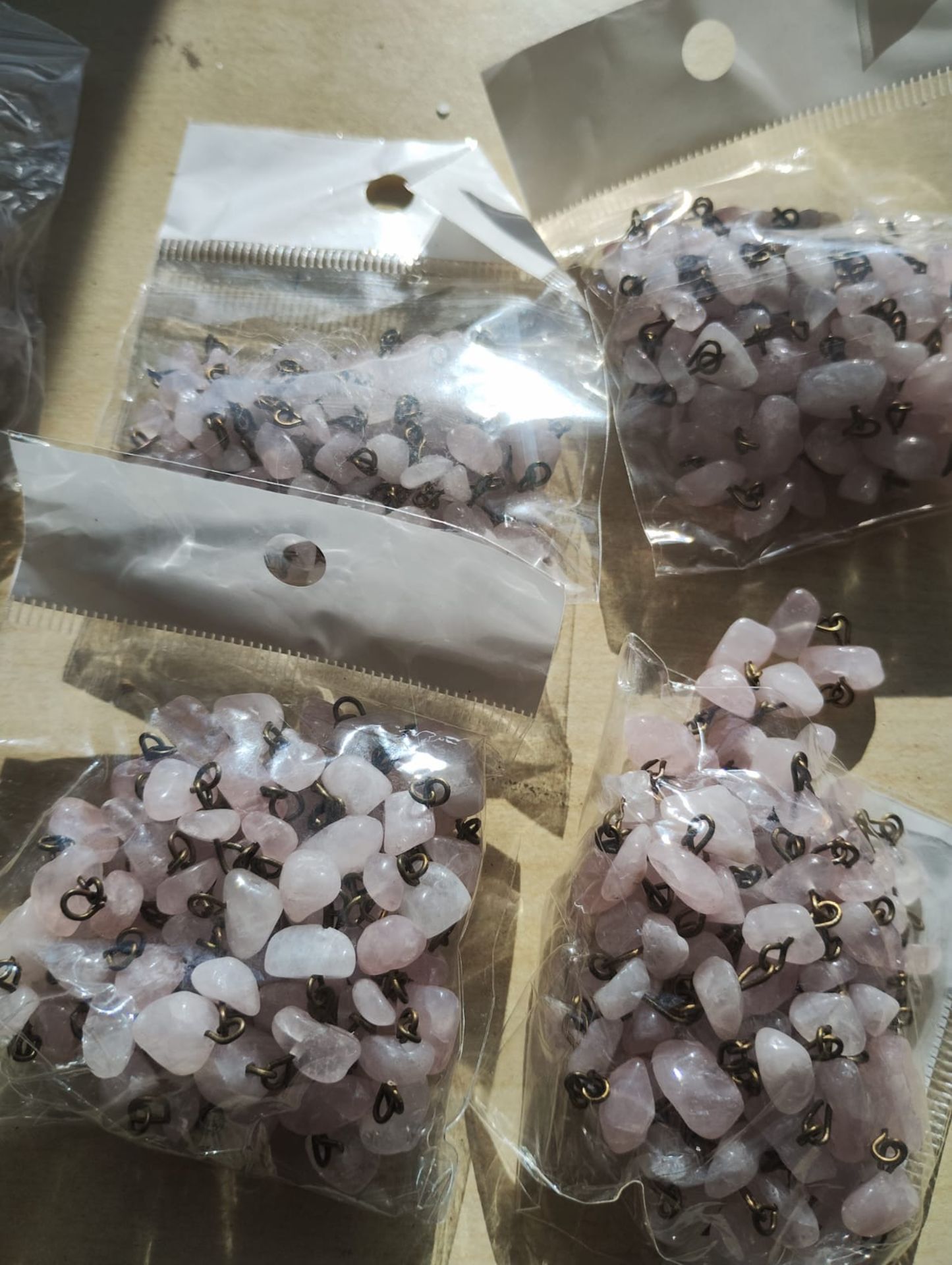 ROSE QUARTZ CRYSTAL CHIP SS + GOLD TONE LINK NECKLACE JOBLOT OF 10 - BRAND NEW - Image 2 of 2