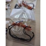 RED ADVENTURINE CRYSTAL CHIP ADJUSTABLE COTTON BRACELET JOB LOT OF 32 - BRAND NEW