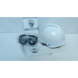 NEW MSA F2 X-TREM MULTI-PURPOSE SAFETY HELMET WITH GOGGLES & ACCESSORIES