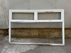 LARGE WHITE UPVC CONSERVATORY WINDOW FRAME – 268 X 164 CM – NO GLASS – TWO TOP OPENERS