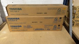 BRAND NEW 3X GENUINE TOSHIBA TONER CARTRIDGE BUNDLE (T-FC75E-Y & T-FC65E-K)