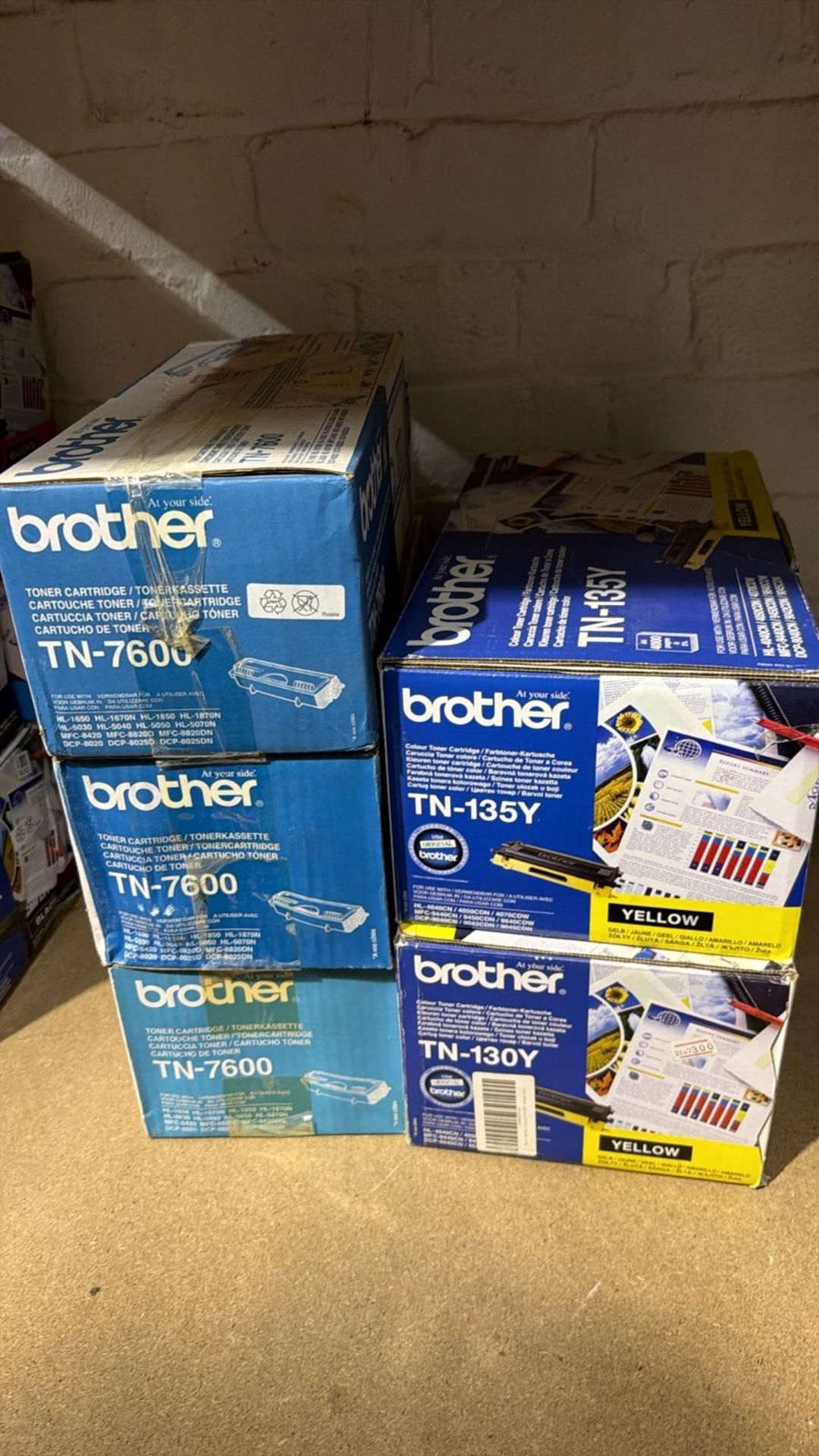 BRAND NEW BULK LOT OF GENUINE BROTHER TONER CARTRIDGE BUNDLE: TN-7600 & TN-130Y/135Y