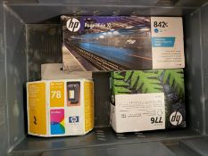 ASSORTED LOT OF ORIGINAL HP INK CARTRIDGES: 842C, 776, AND 78