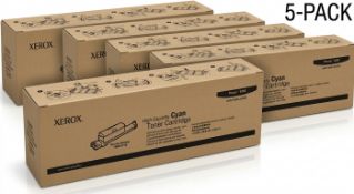 BRAND NEW 5X - XEROX PHASER 6360 HIGH-CAPACITY CYAN TONER CARTRIDGES - 5-PACK (106R01218)
