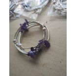 AMETHYST + PEARL GEMSTONE CRYSTAL WRAP AROUND BANGLES SS - NEW IN ORIGINAL PACKAGING - JOBLOT OF 5