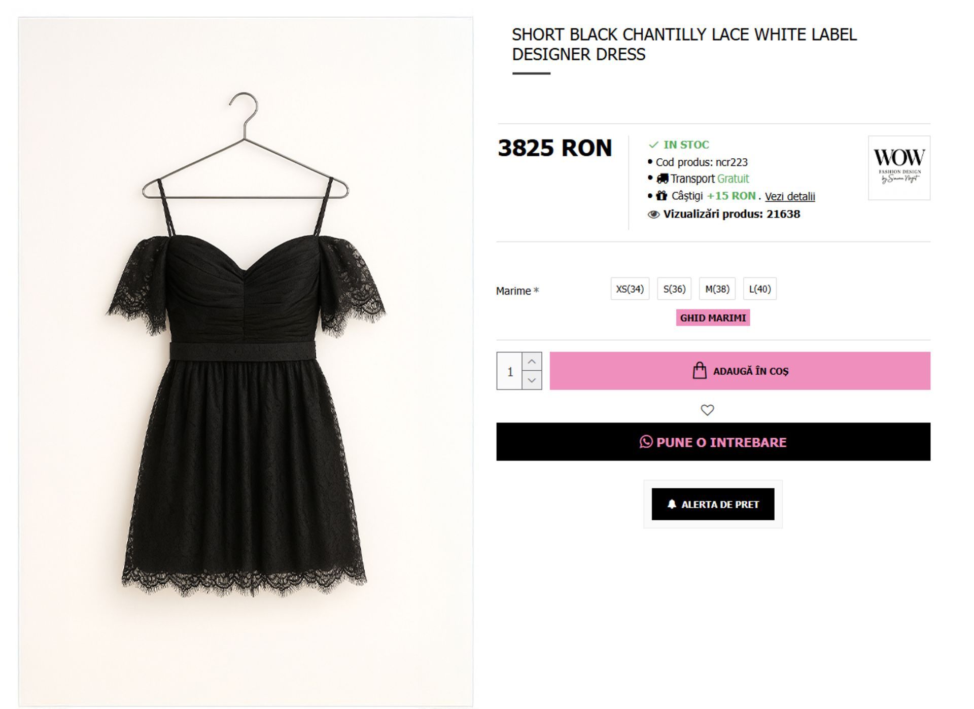 DESIGNER WHITE LABEL DRESS SHORT BLACK CHANTILLY LACE RRP £655 SIZE 38 (M) - Image 2 of 8